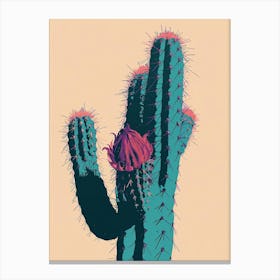 Mammillaria Cactus Minimalist Abstract Illustration 3 Canvas Print