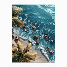 Beach With Palm Trees Canvas Print