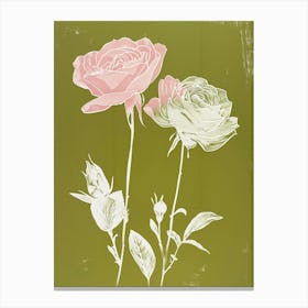 Pink & Green Rose 3 Canvas Print