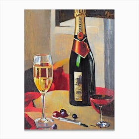 Champagne 2 Oil Painting Cocktail Poster Canvas Print