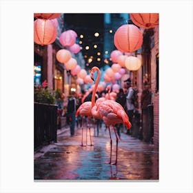 Pink Flamingos and lanterns  Canvas Print