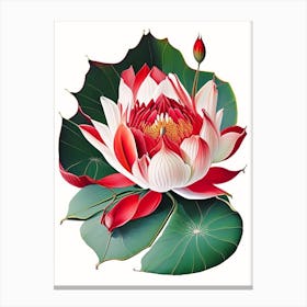 Red Lotus Decoupage 5 Canvas Print