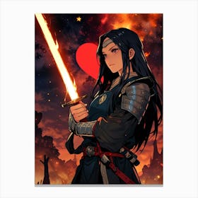 Anime Girl Holding Sword Canvas Print