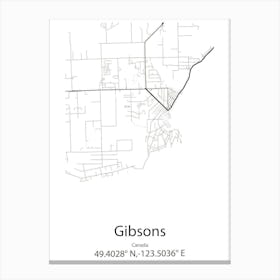 Gibsons,Canada Minimalist Map Canvas Print