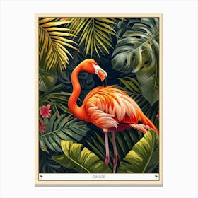 Greater Flamingo Greece Tropical Illustration 6 Poster Canvas Print