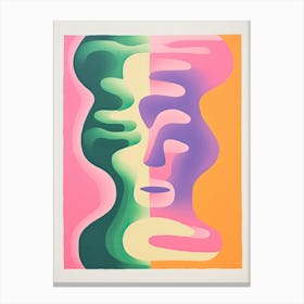 Abstract Landscape Risograph Style Face Shape Canvas Print