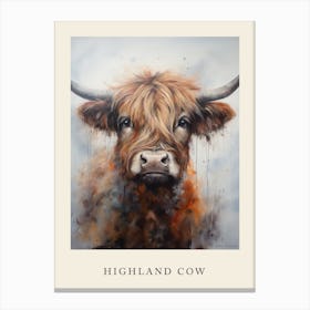 Brushstroke Portrait Of Highland Cow Poster 1 Canvas Print