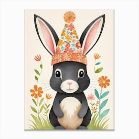Floral Cute Baby Rabbit Bunny Nursery (13) Canvas Print