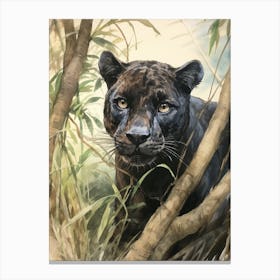 Storybook Animal Watercolour Panther 3 Canvas Print