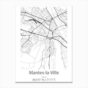 Mantes La Ville,France Minimalist Map Canvas Print