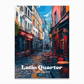 Latin Quarter Of Paris Cobblestone Street Digital Travel Illustration Canvas Print