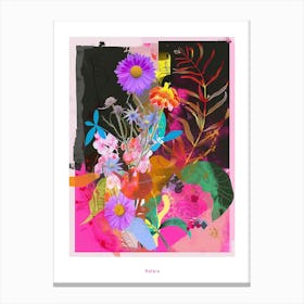 Asters 2 Neon Flower Collage Poster Canvas Print