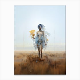 portrait of a woman in a field illustration 8 Canvas Print