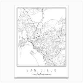 San Diego California Street Map Canvas Print