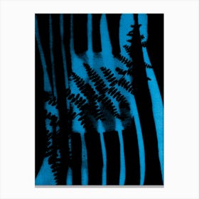 Abstract Blue Ferns 2 Canvas Print