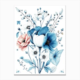 Blue And White Flowers Canvas Print