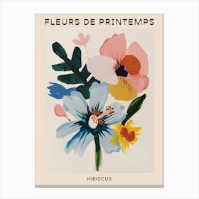 Spring Floral French Poster  Hibiscus 3 Canvas Print