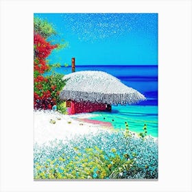 Isla Holbox Mexico Pointillism Style Tropical Destination Canvas Print