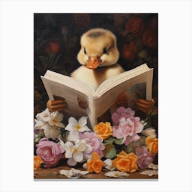 Duckling Reading A Book 2 Canvas Print