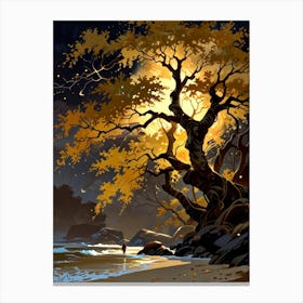 Tree At Night 2 Canvas Print