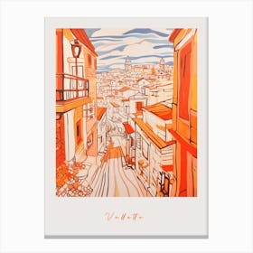 Valletta Malta Orange Drawing Poster Canvas Print