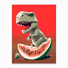 Dino eat melon - How to be vegetarian 1 Canvas Print