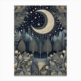 Moon In The Forest 6 Canvas Print