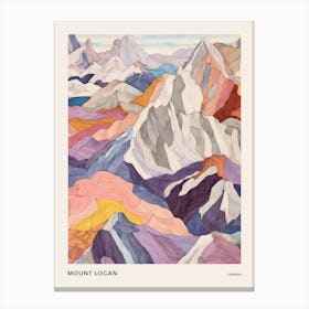 Mount Logan Canada 1 Colourful Mountain Illustration Poster Canvas Print