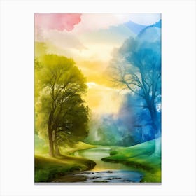 Watercolor Landscape Painting 18 Canvas Print