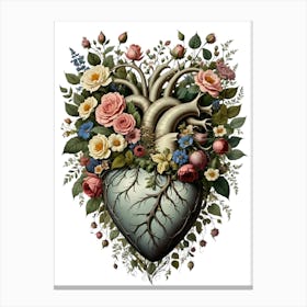 Elegant Heart-Shaped Canvas with Botanical Patterns 1 Canvas Print