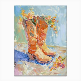 Cowboy Boots And Wildflowers Beechdrops Canvas Print