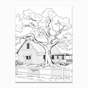 The Golden Oak Ranch (Inside Out) Fantasy Inspired Line Art 3 Canvas Print
