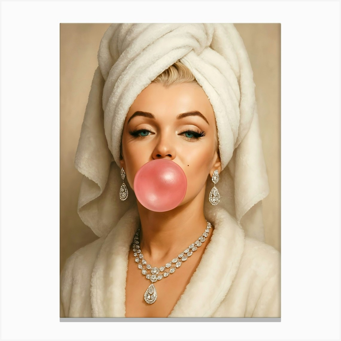 Marilyn Monroe Bubble Gum Bathroom Canvas Print by ARTISTIC AVENUE