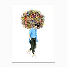 Girl With Big Hair Canvas Print