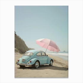 Vw Beetle On The Beach Canvas Print