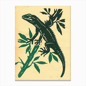 Lizard In The Leaves Bold Block 2 Canvas Print