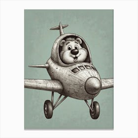 Teddy Bear In A Plane Canvas Print