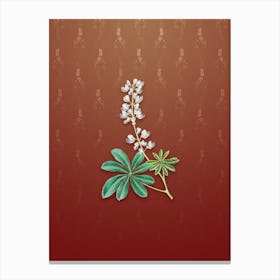 Vintage Half Shrubby Lupine Flower Botanical on Falu Red Pattern n.0943 Canvas Print