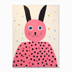 Pink Polka Dot Rabbit 2 Canvas Print