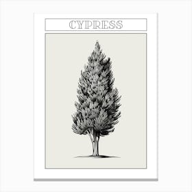 Cypress Tree Minimalistic Drawing 3 Poster Canvas Print