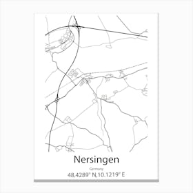 Nersingen,Germany Minimalist Map Canvas Print