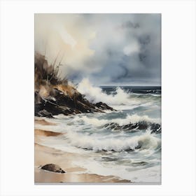 Vintage Coastal Seaside Painting (21) 1 Canvas Print