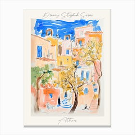 Poster Of Athens, Dreamy Storybook Illustration 2 Canvas Print