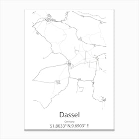 Dassel,Germany Minimalist Map 1 Canvas Print