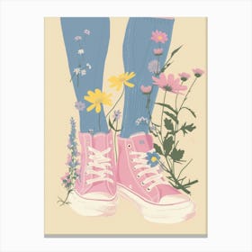 Pink Sneakers And Flowers 8 Canvas Print