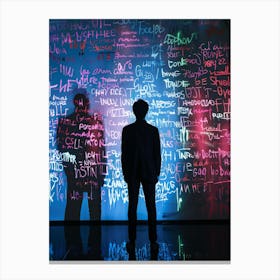 Man In Front Of Graffiti Canvas Print