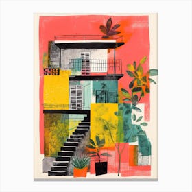 A House In Rio De Janeiro, Abstract Risograph Style 1 Canvas Print