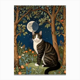 William Morris Cat In The Moonlight 24 Canvas Print