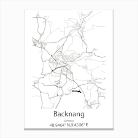 Backnang,Germany Minimalist Map Canvas Print