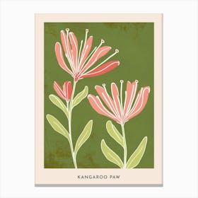 Pink & Green Kangaroo Paw 2 Flower Poster Canvas Print